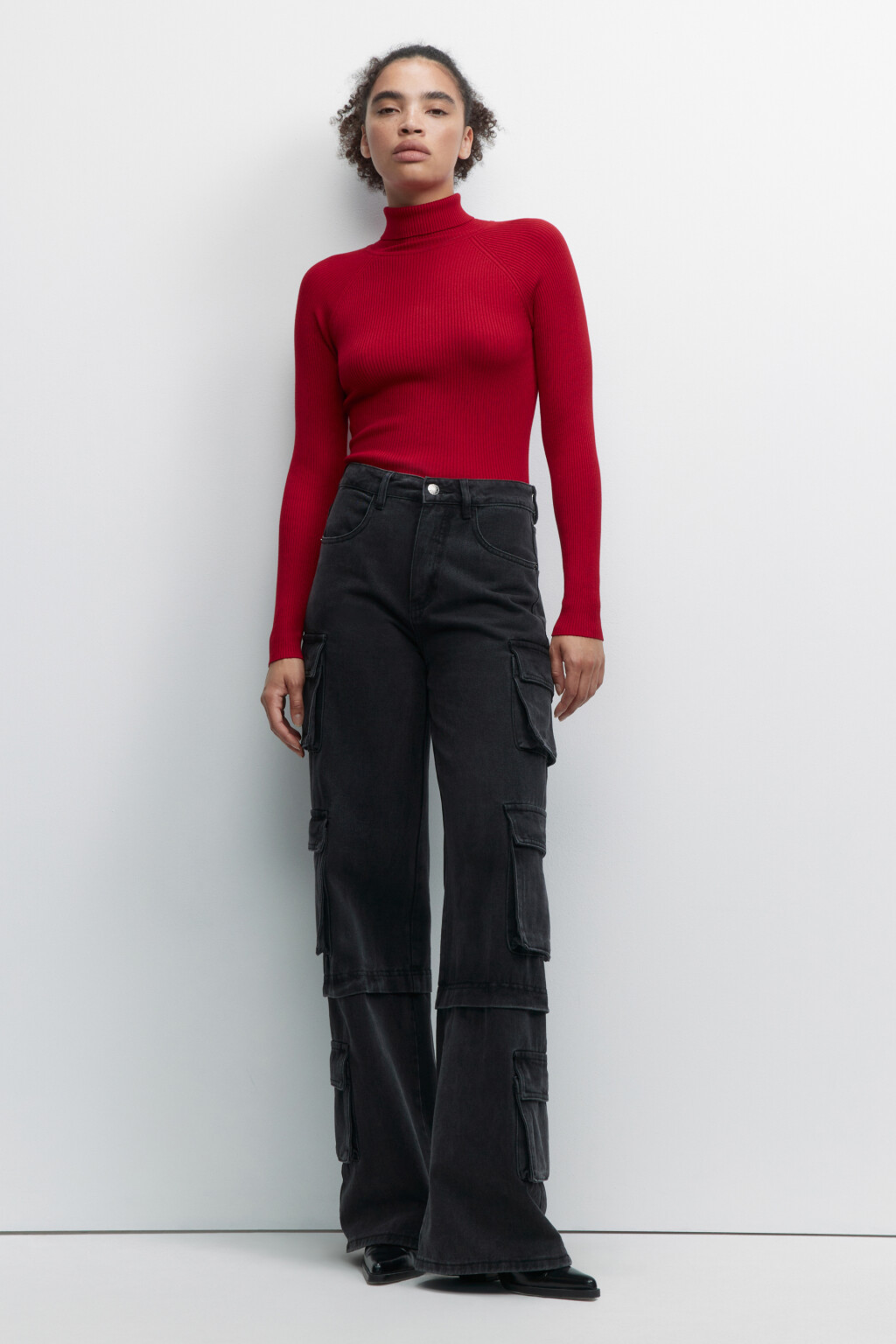 Водолазка GINA вискозная с рукавами реглан - цвет красный - 1