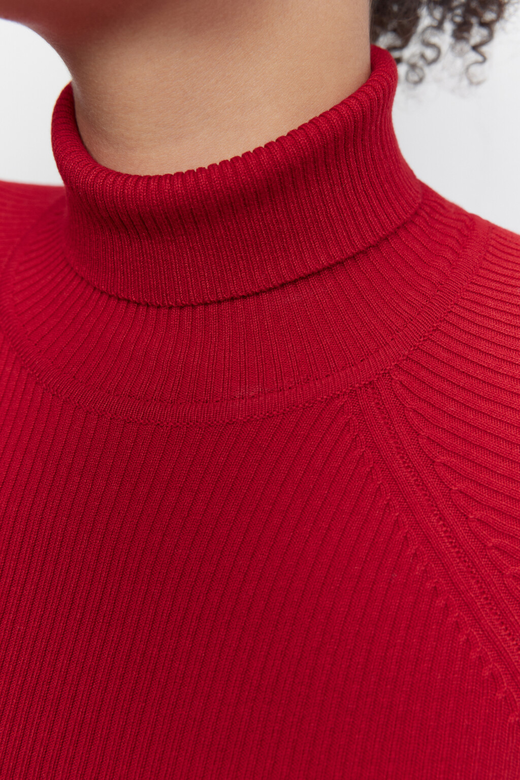 Водолазка GINA вискозная с рукавами реглан - цвет красный - 5