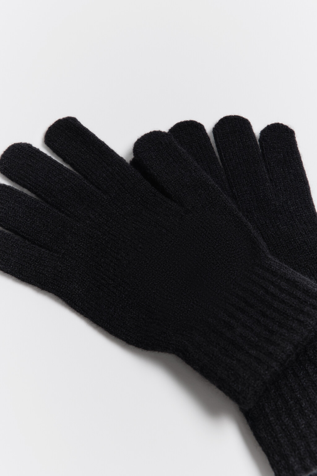 Перчатки вязаные базовые - цвет черный - 2