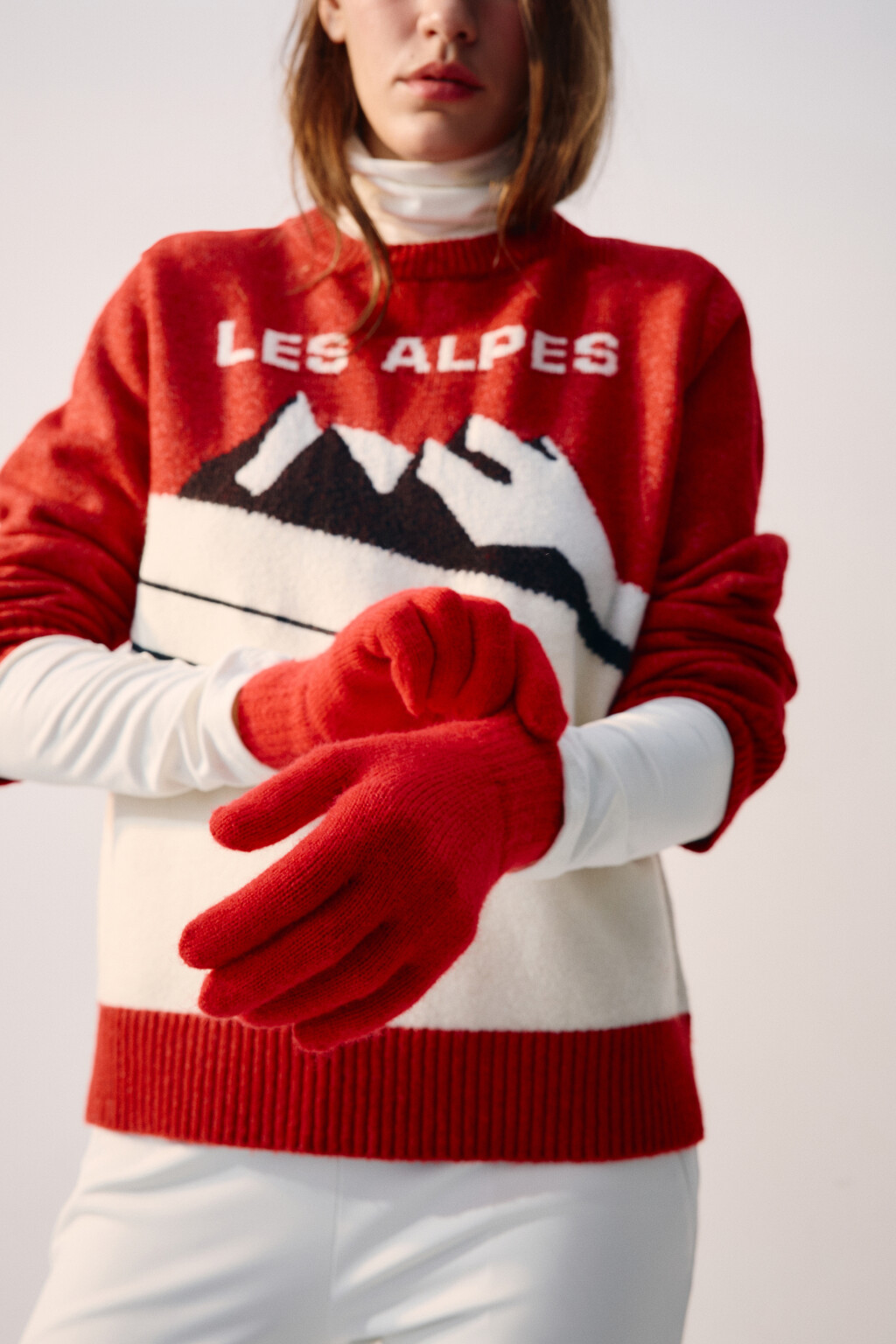 Перчатки трикотажные базовые - цвет красный - 1