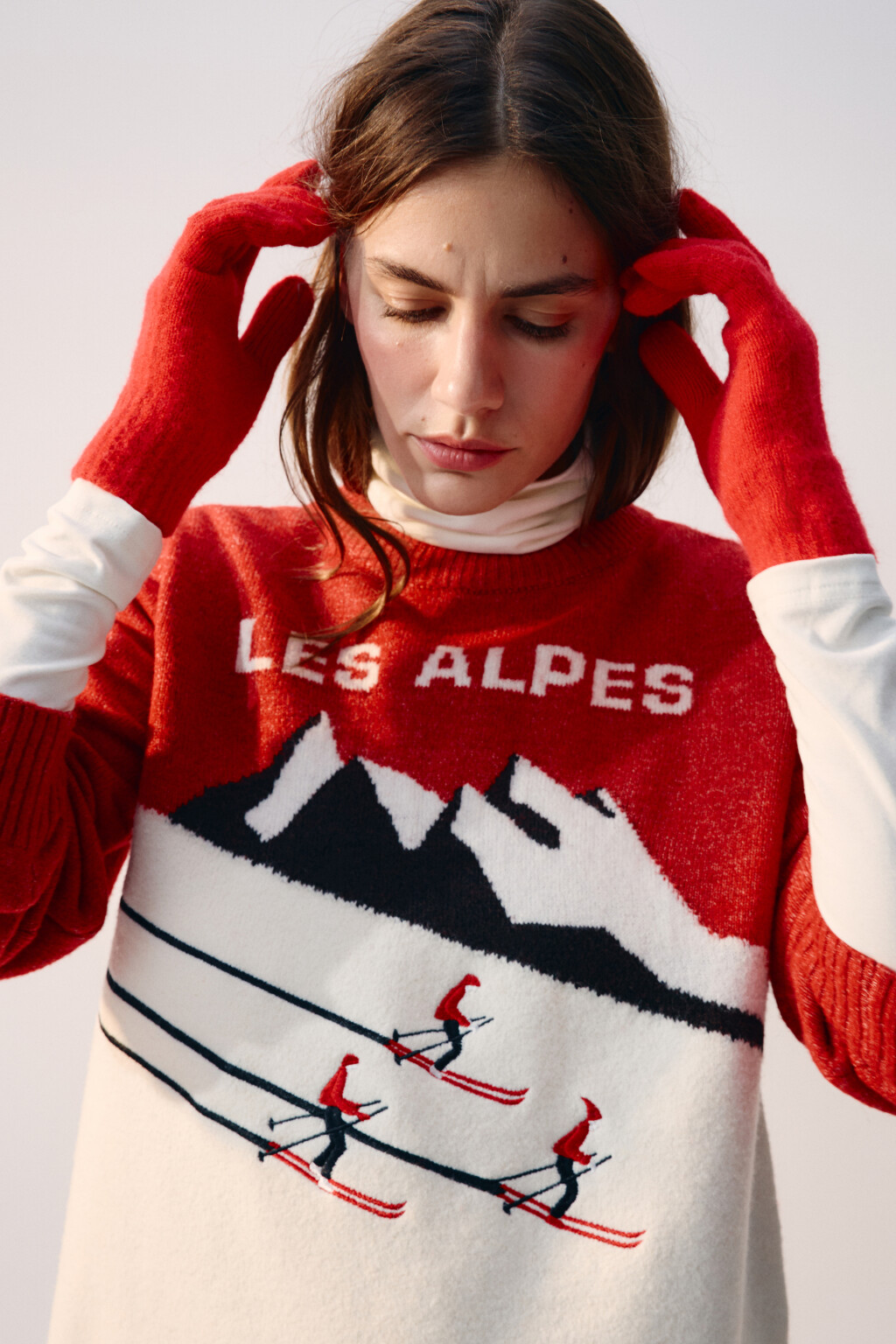 Перчатки трикотажные базовые - цвет красный - 2