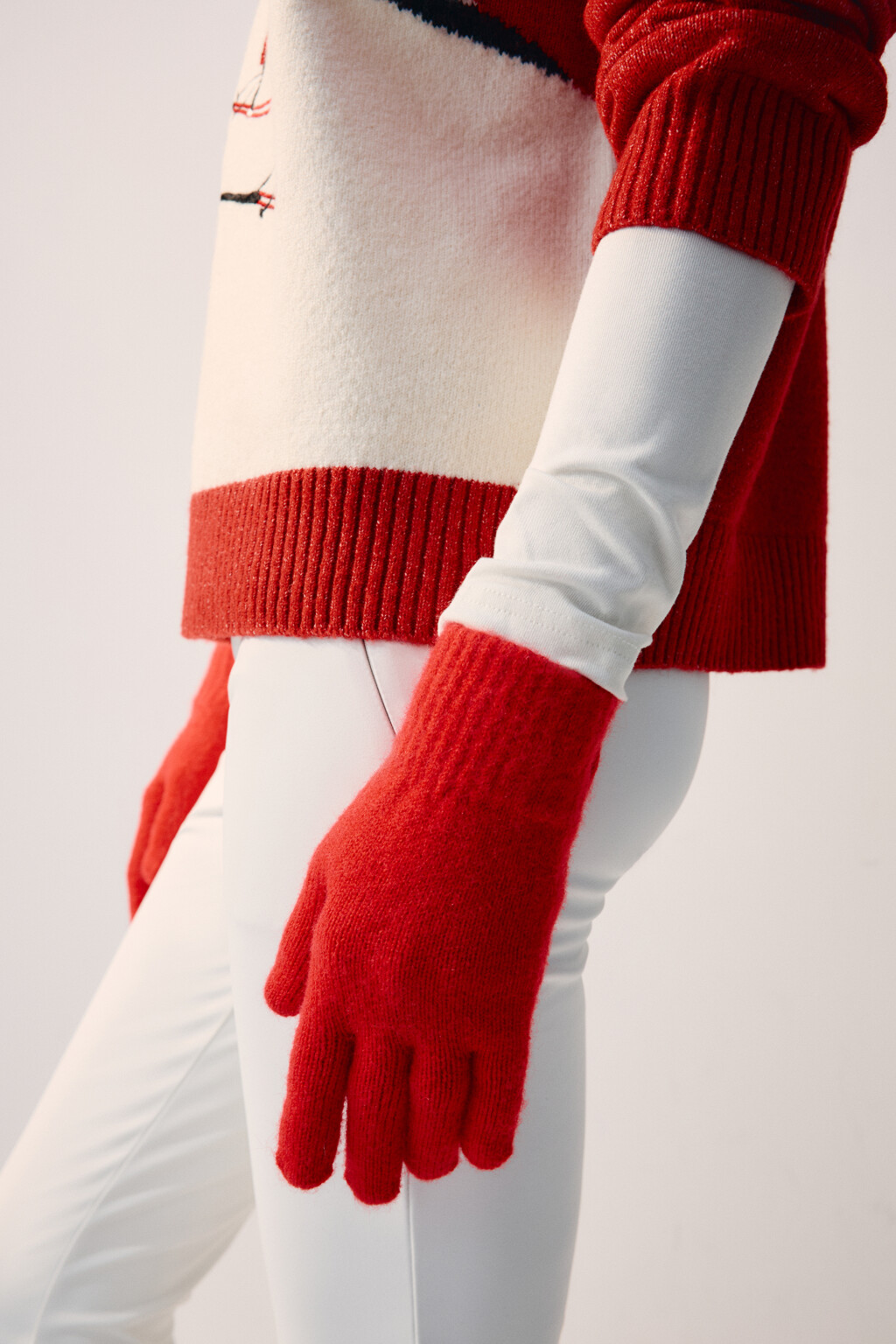 Перчатки трикотажные базовые - цвет красный - 3
