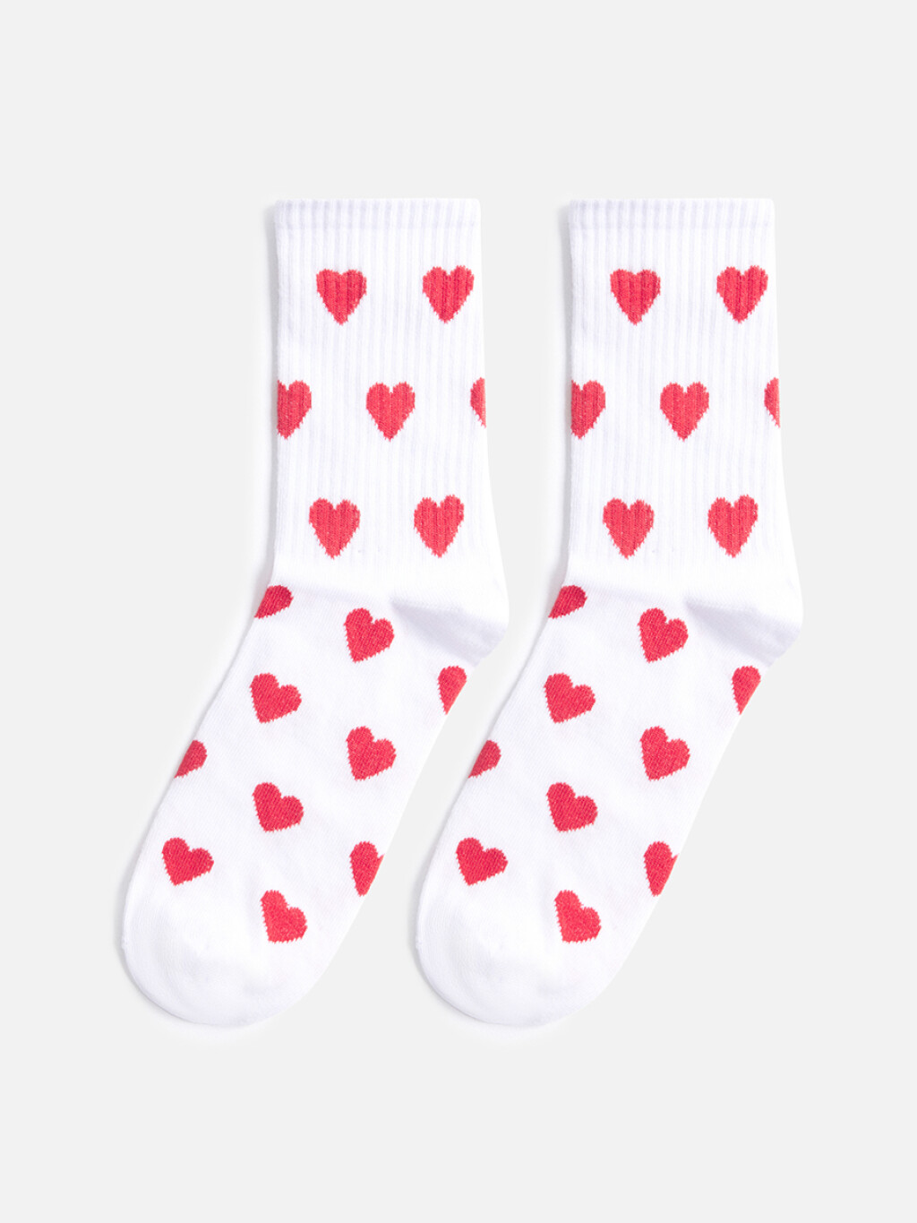 Носки высокие хлопковые в сердечко - цвет красный - 1