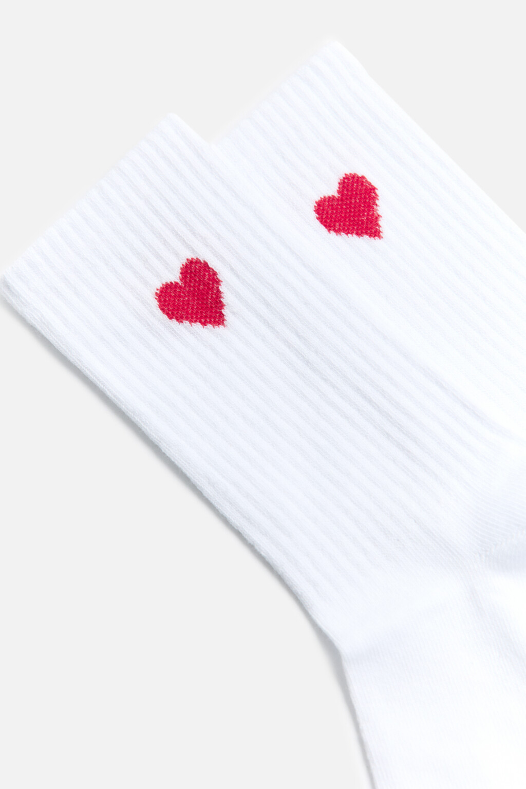 Носки высокие хлопковые с сердечком - цвет красный - 2