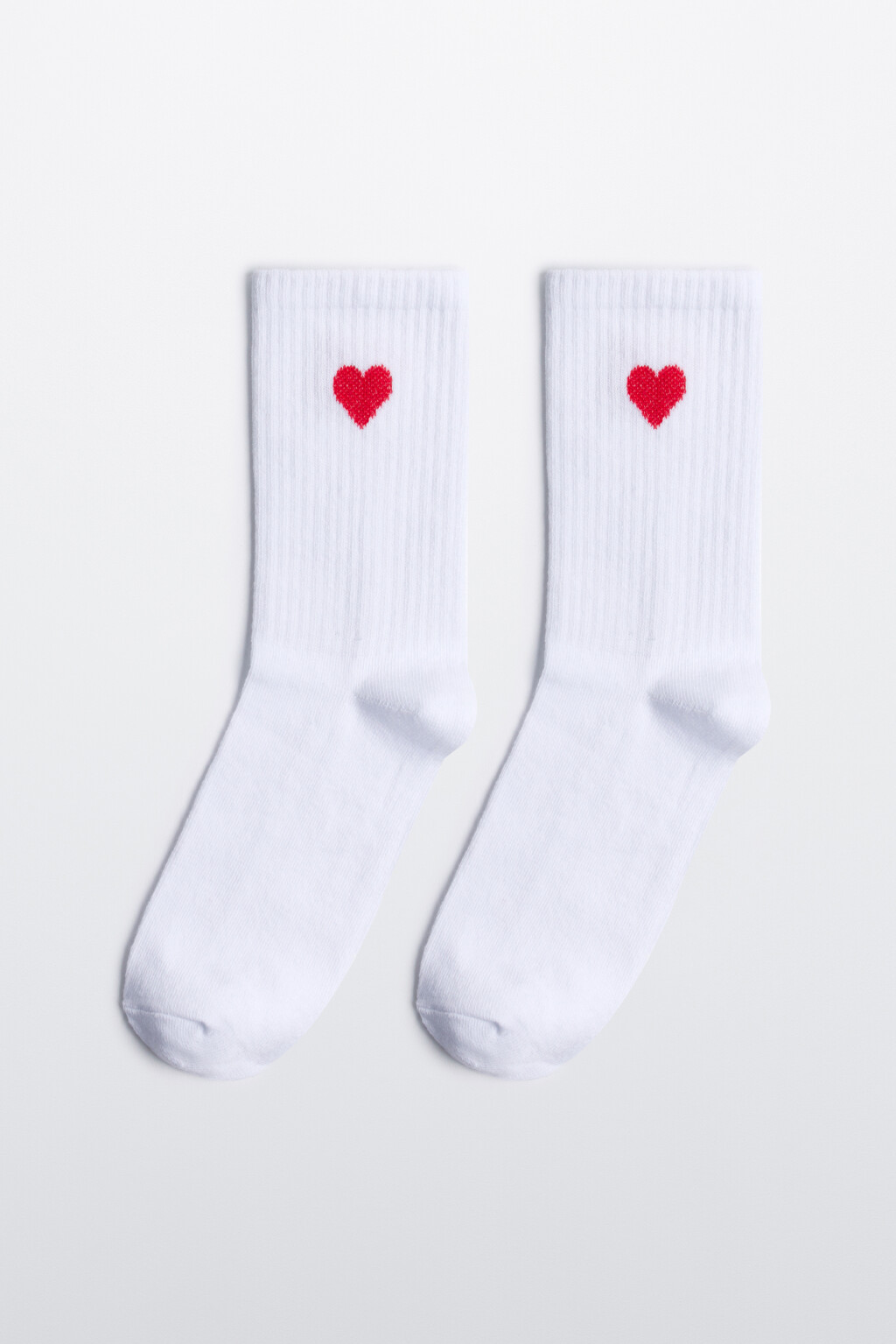 Носки высокие хлопковые с сердечком - цвет красный - 1