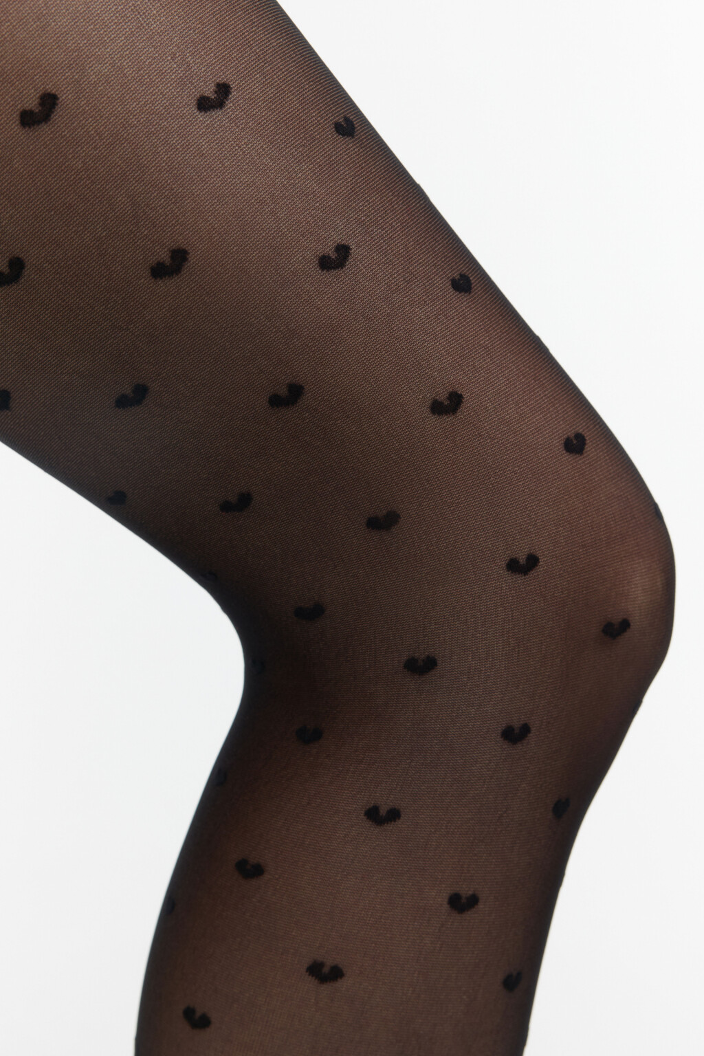 Колготки капроновые тонкие с сердечками - цвет черный - 5