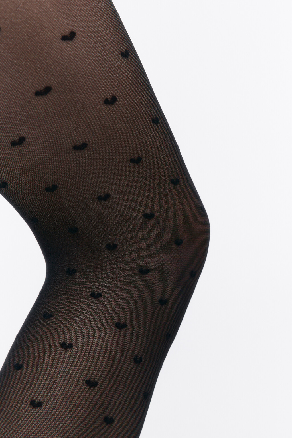 Колготки капроновые тонкие в сердечко - цвет черный - 4