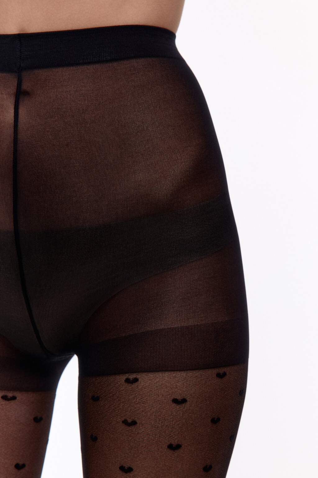 Колготки капроновые в сердечко - цвет черный - 4