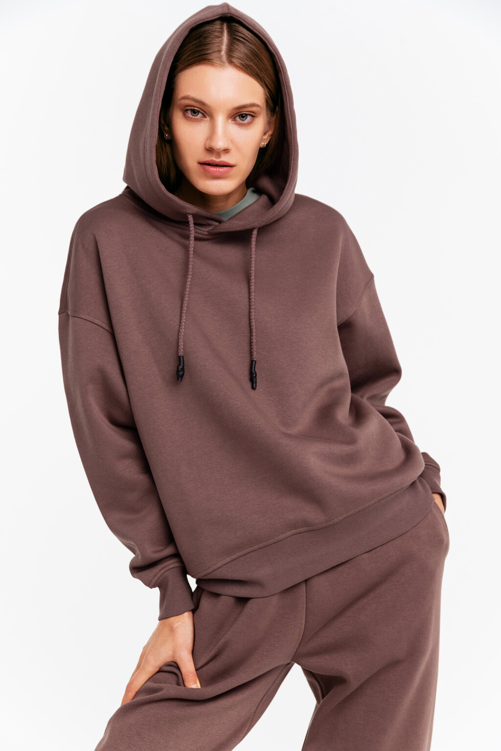 Худи утепленная oversize - цвет бежевый - 5