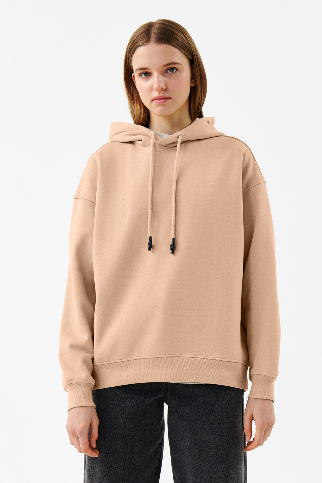 Худи утепленная oversize - цвет бежевый - 1