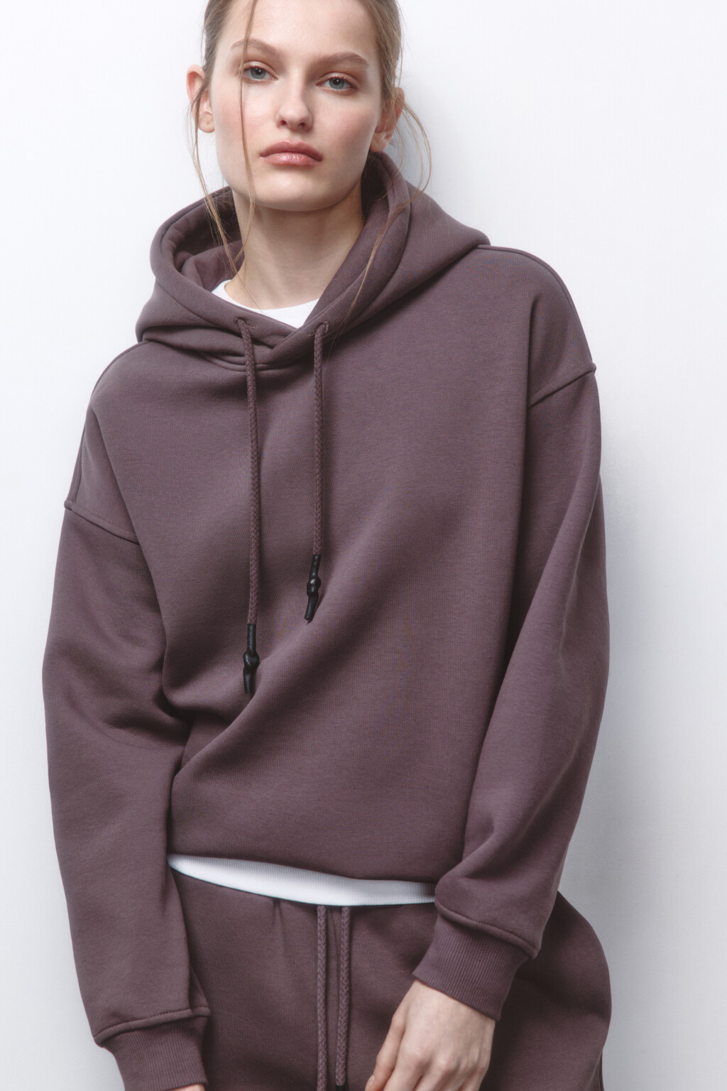 Худи oversize утепленная с капюшоном - цвет бежевый - 1