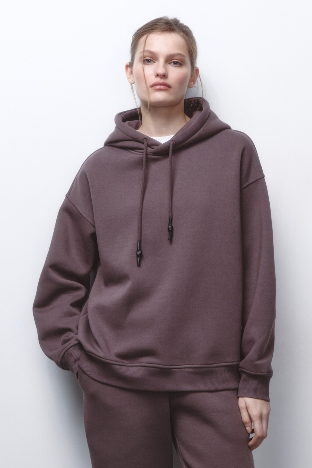 Худи oversize утепленная с капюшоном - цвет бежевый - 2