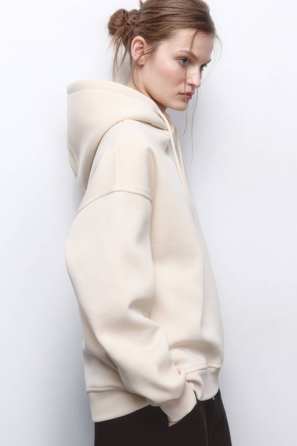 Худи oversize утепленная с капюшоном - цвет молочный - 1