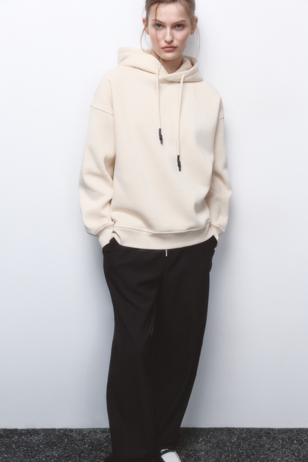 Худи oversize утепленная с капюшоном - цвет молочный - 2