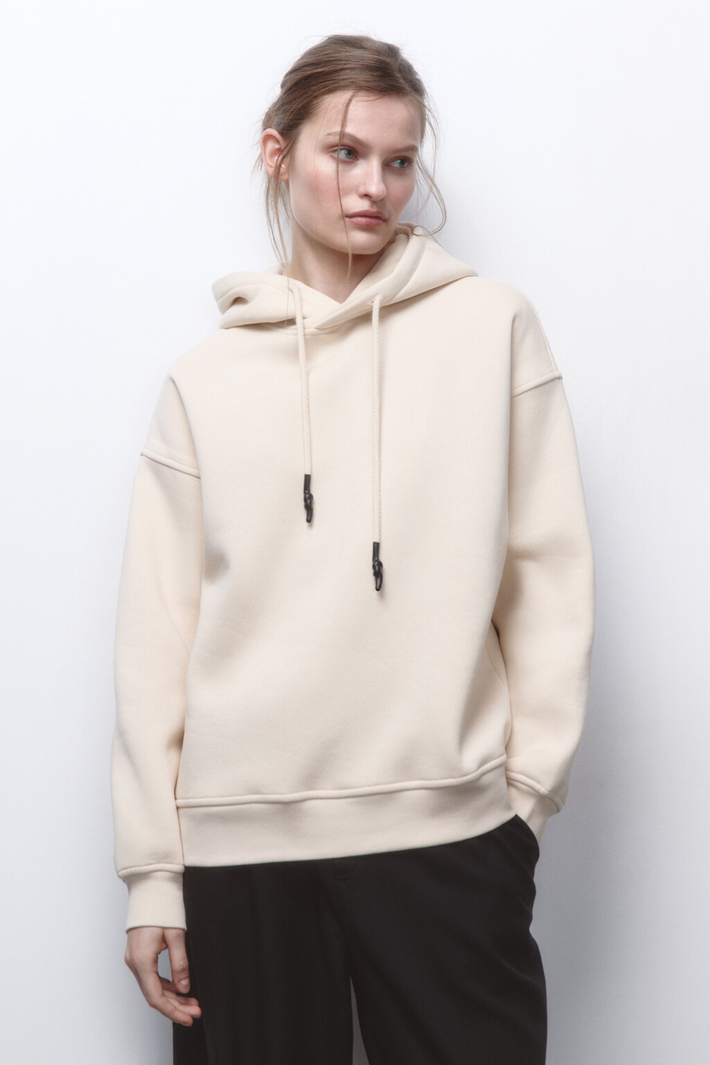 Худи oversize утепленная с капюшоном - цвет молочный - 3