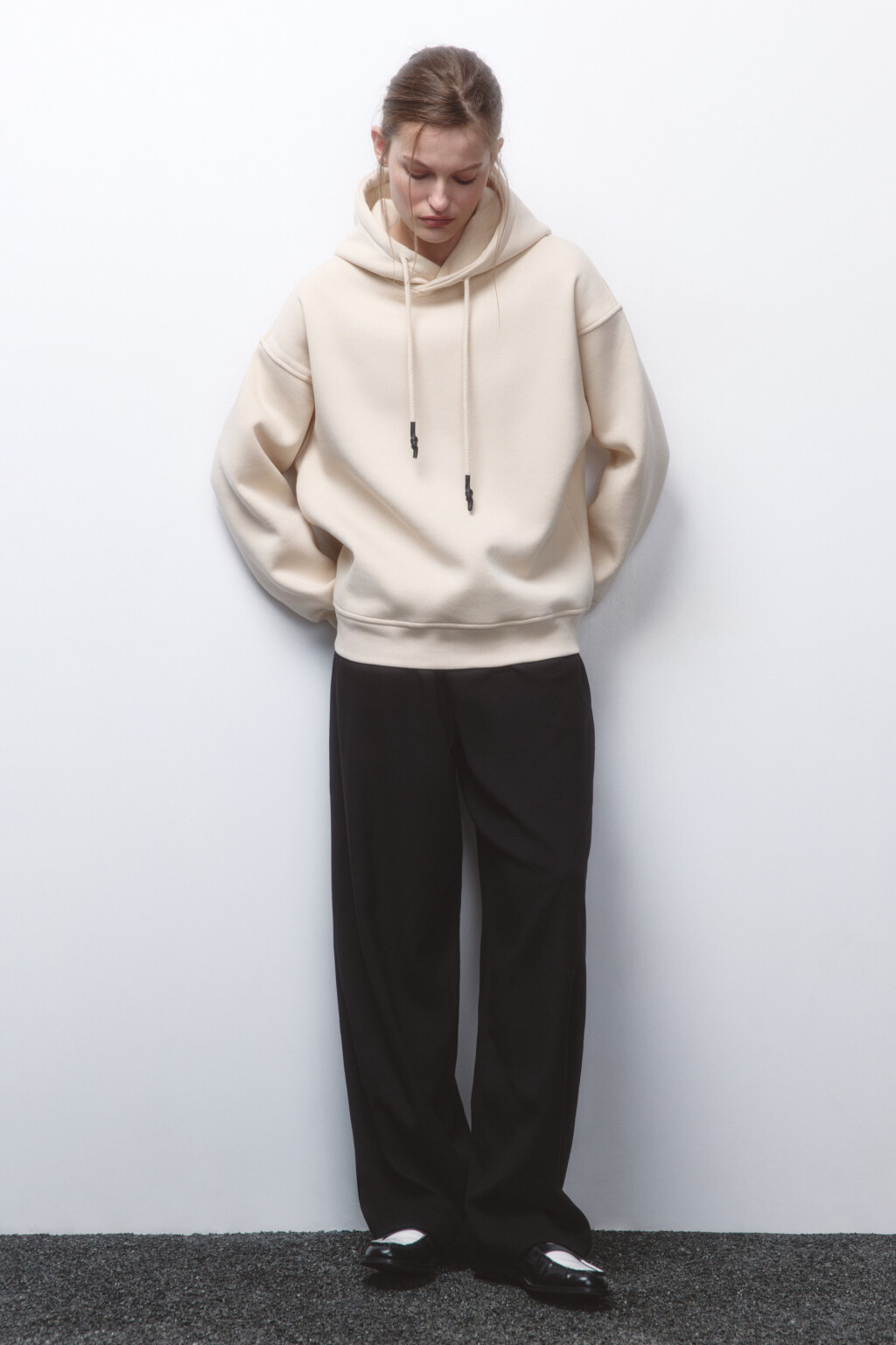 Худи oversize утепленная с капюшоном - цвет молочный - 6