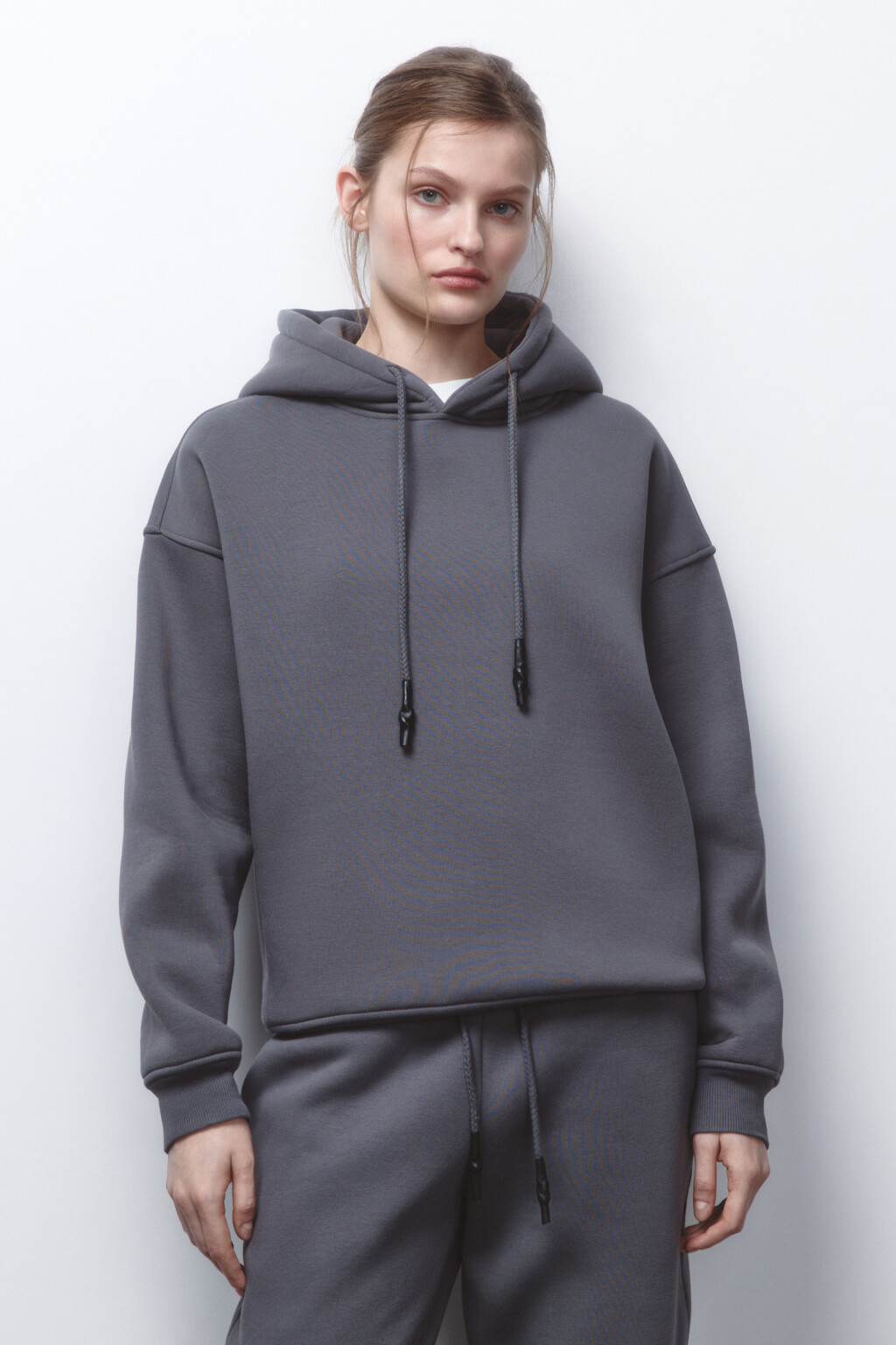 Худи oversize утепленная с капюшоном - цвет серый - 3