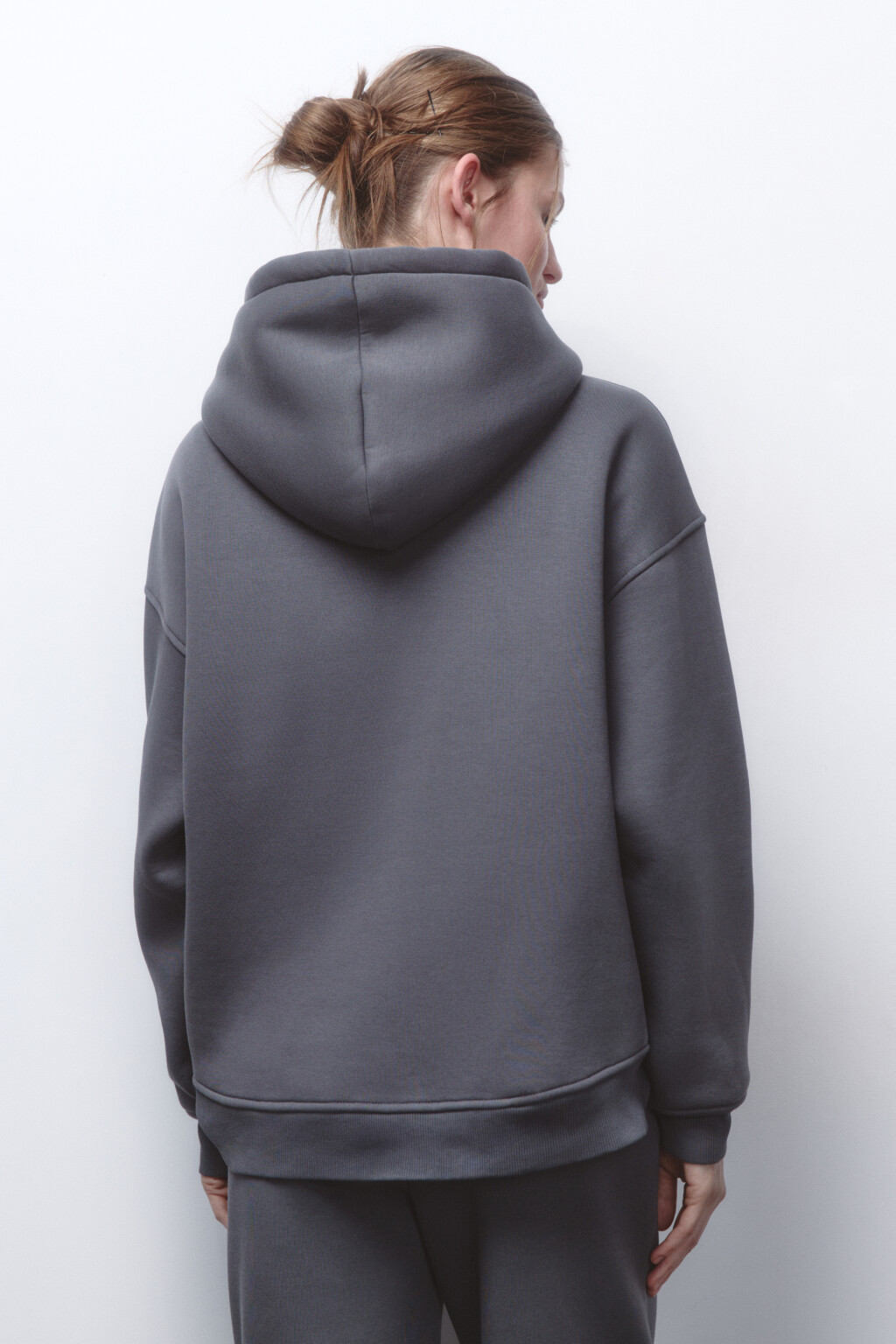 Худи oversize утепленная с капюшоном - цвет серый - 5