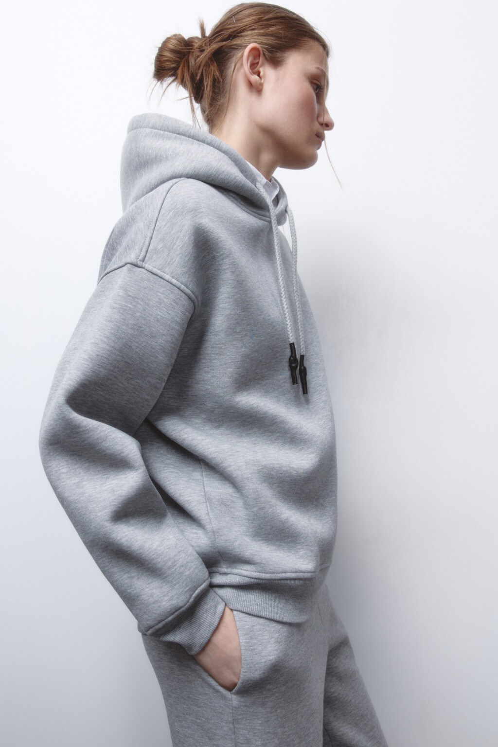 Худи oversize утепленная с капюшоном - цвет серый - 2