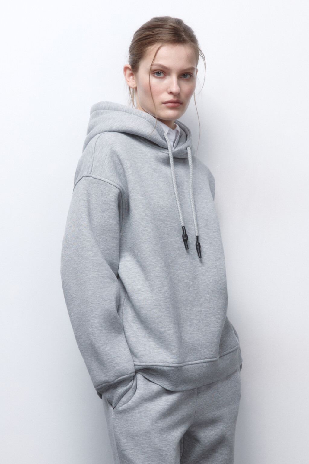 Худи oversize утепленная с капюшоном - цвет серый - 4