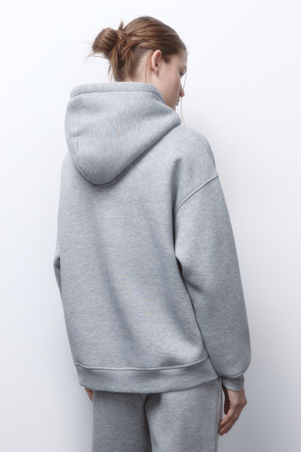 Худи oversize утепленная с капюшоном - цвет серый - 5