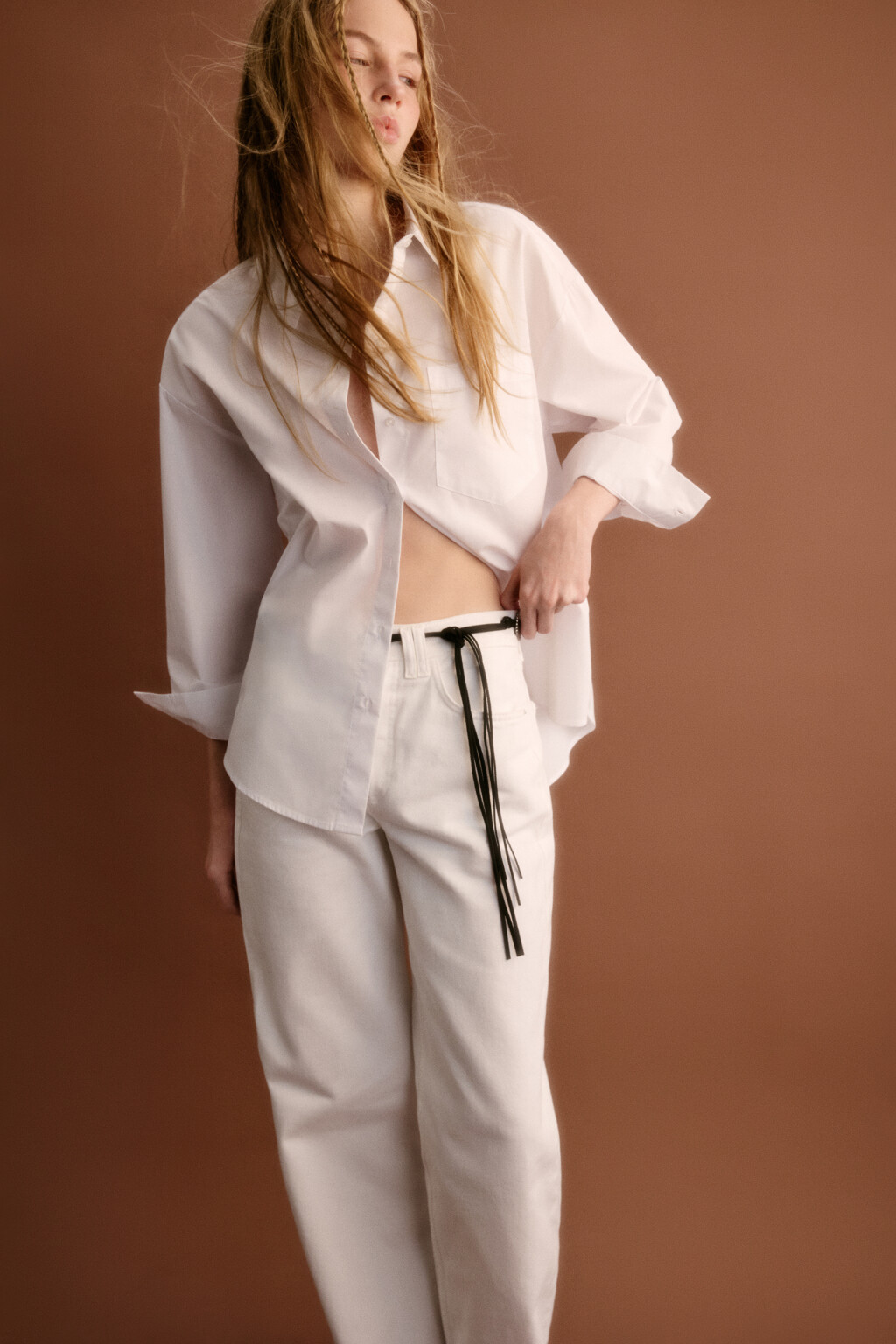 Рубашка Harvard оверсайз с карманом - цвет белый - 2