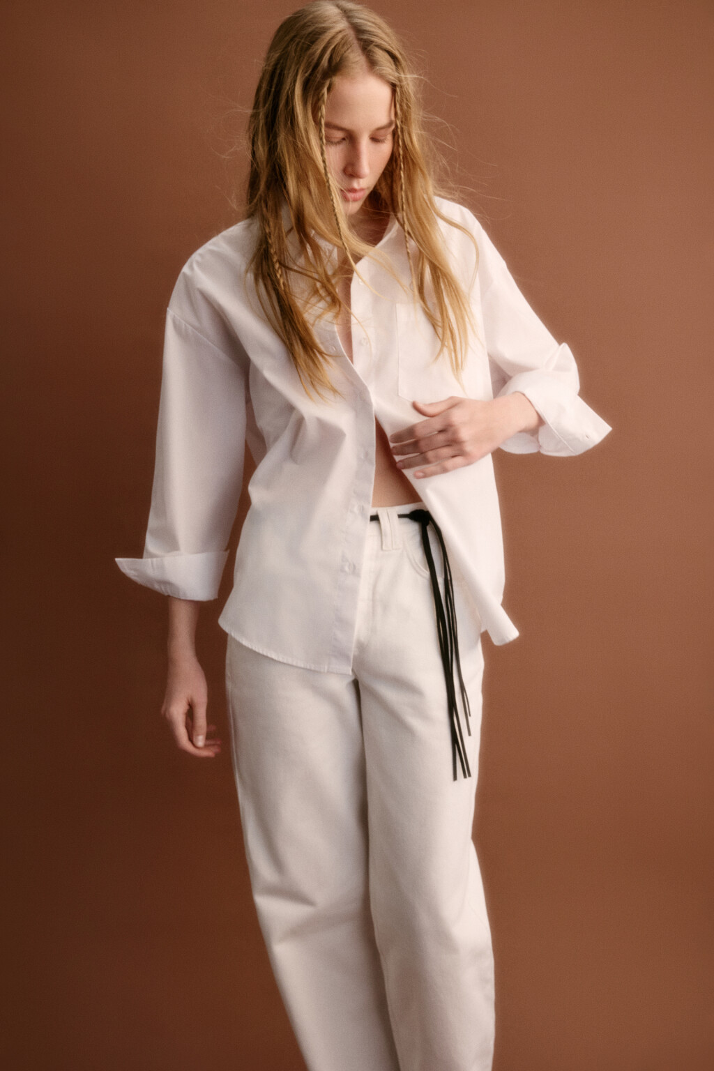 Рубашка Harvard оверсайз с карманом - цвет белый - 3