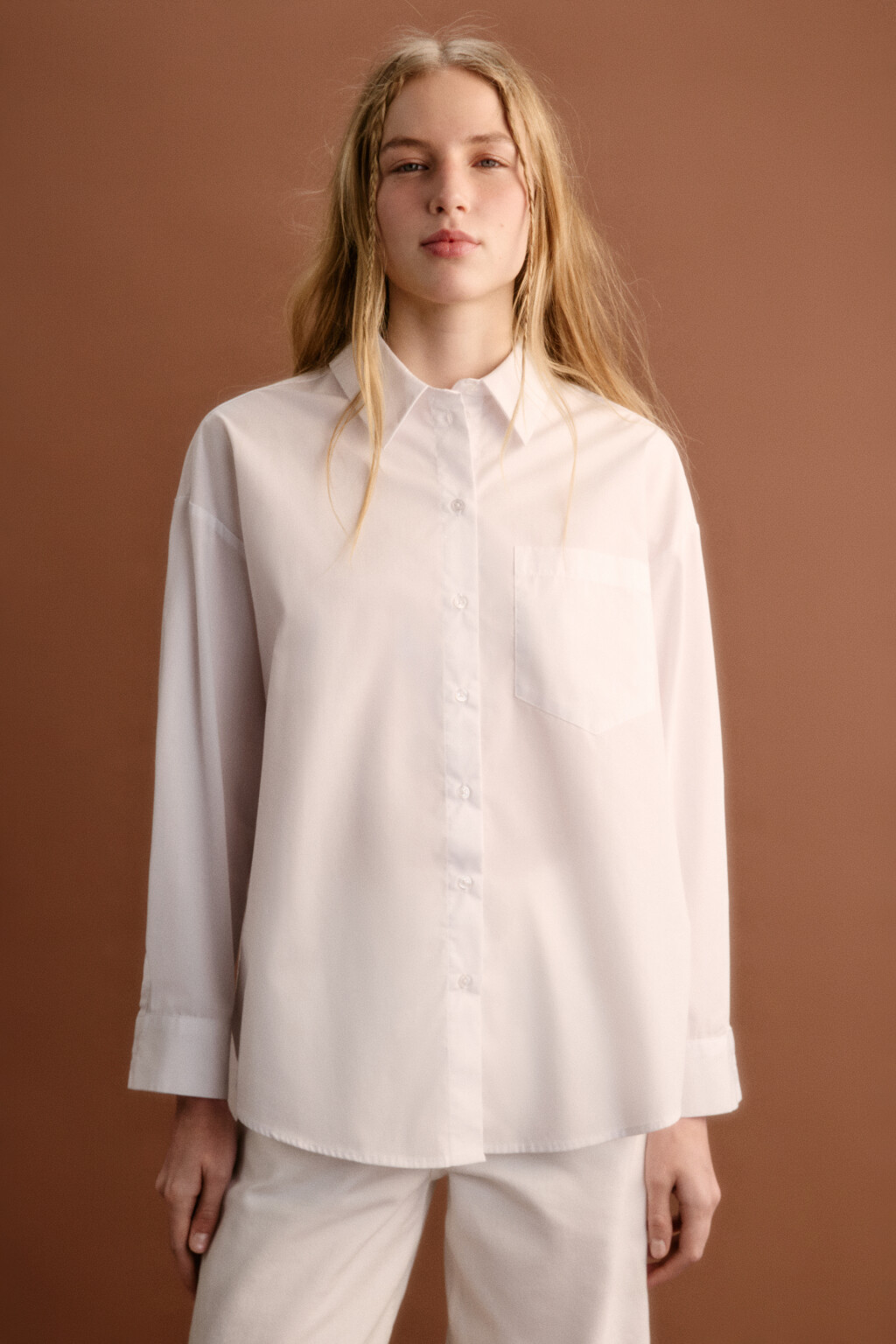 Рубашка Harvard оверсайз с карманом - цвет белый - 4