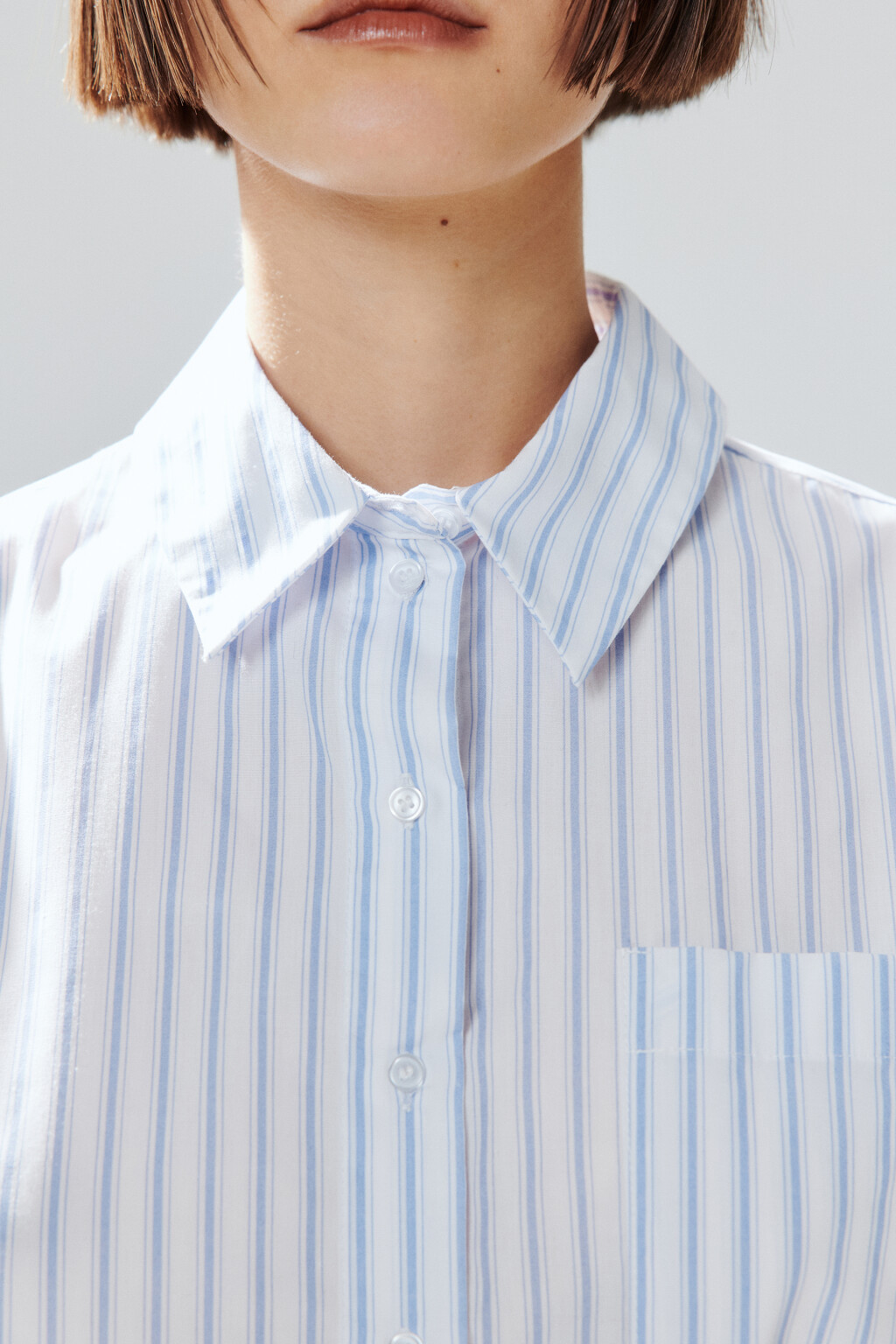 Рубашка oversize в полоску - цвет голубой - 6