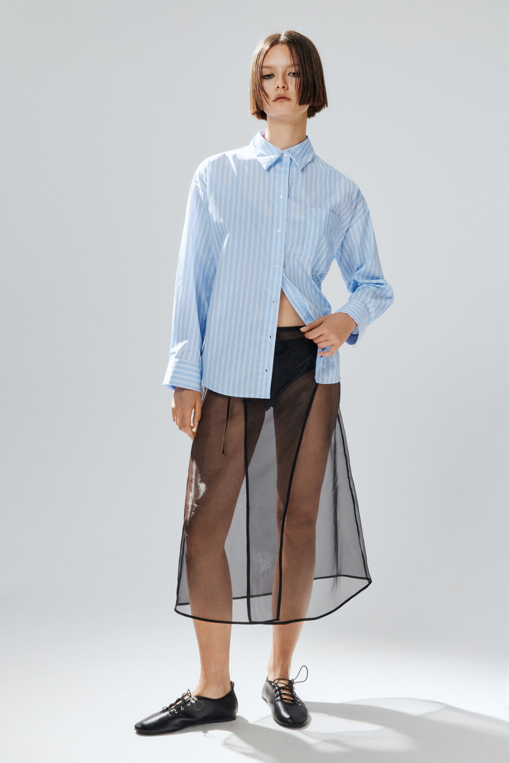 Рубашка oversize в полоску - цвет мультиколор - 4