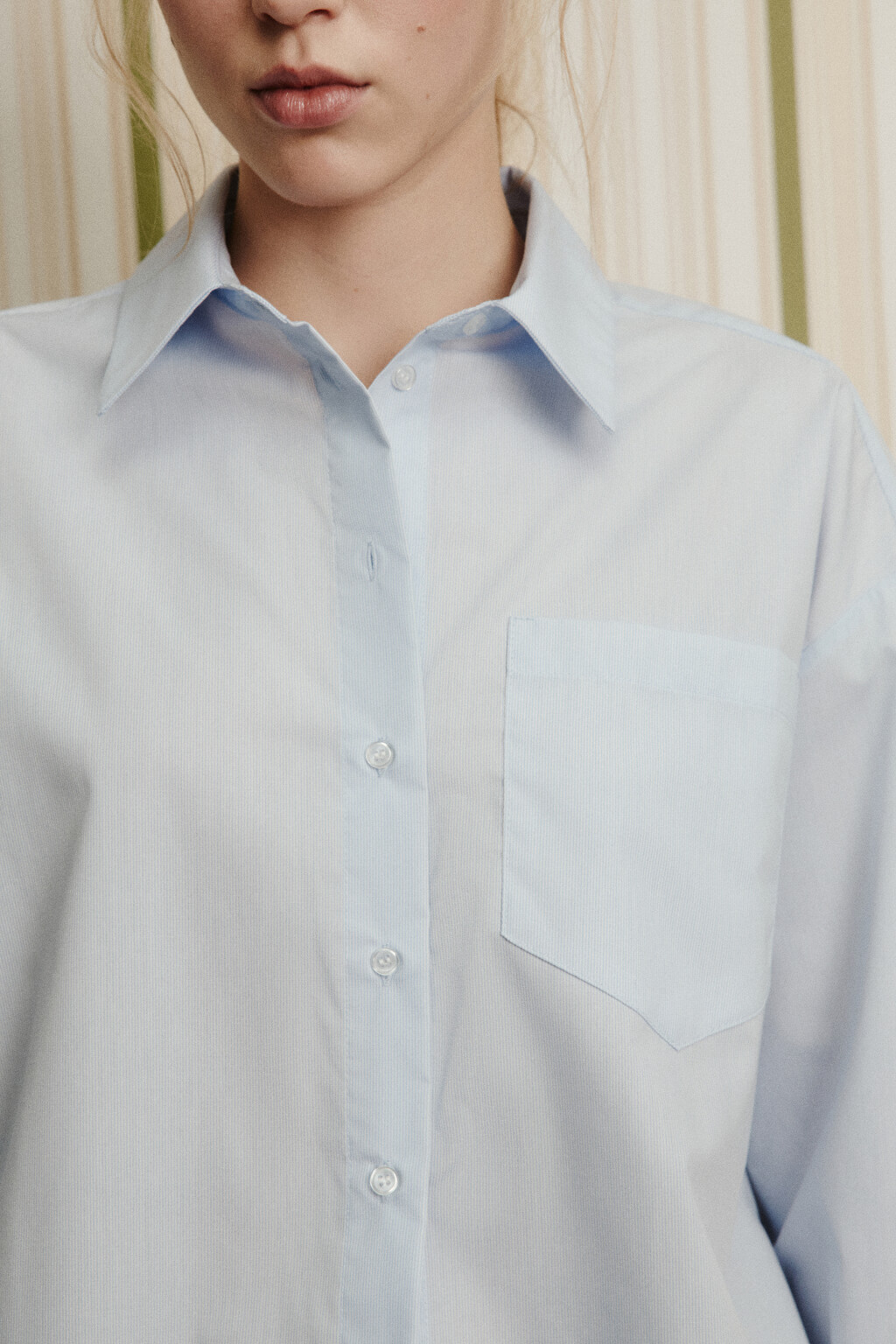 Рубашка oversize с карманом - цвет белый - 6