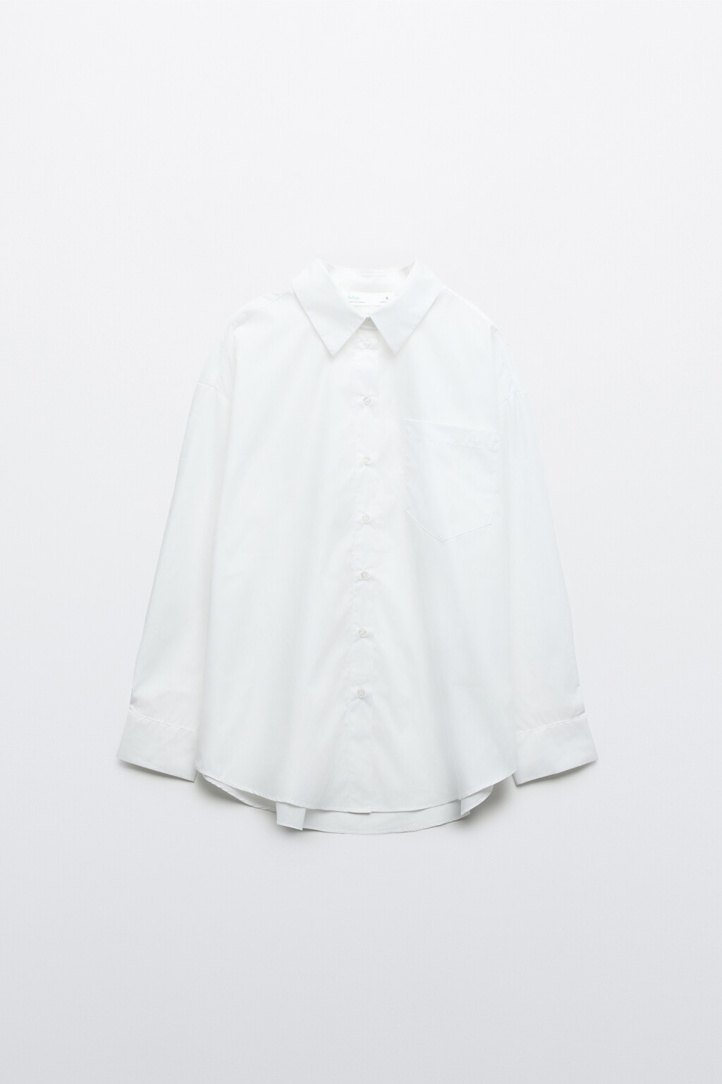 Рубашка oversize с карманом больших размеров - цвет белый - 1