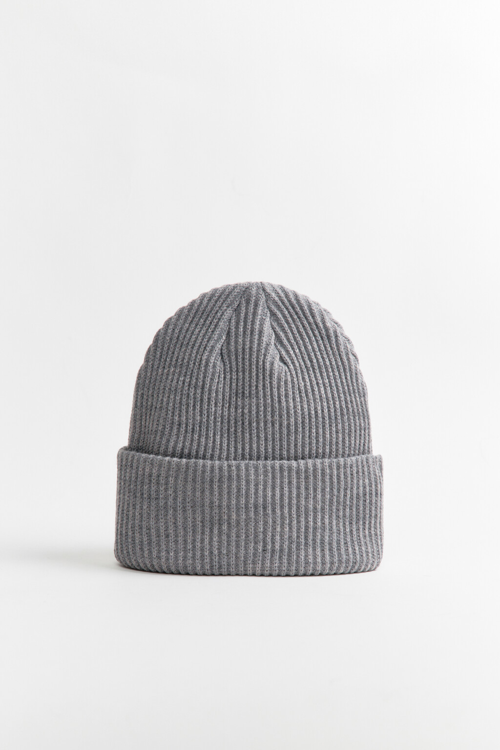 Шапка-бини вязаная в рубчик - цвет серый - 1