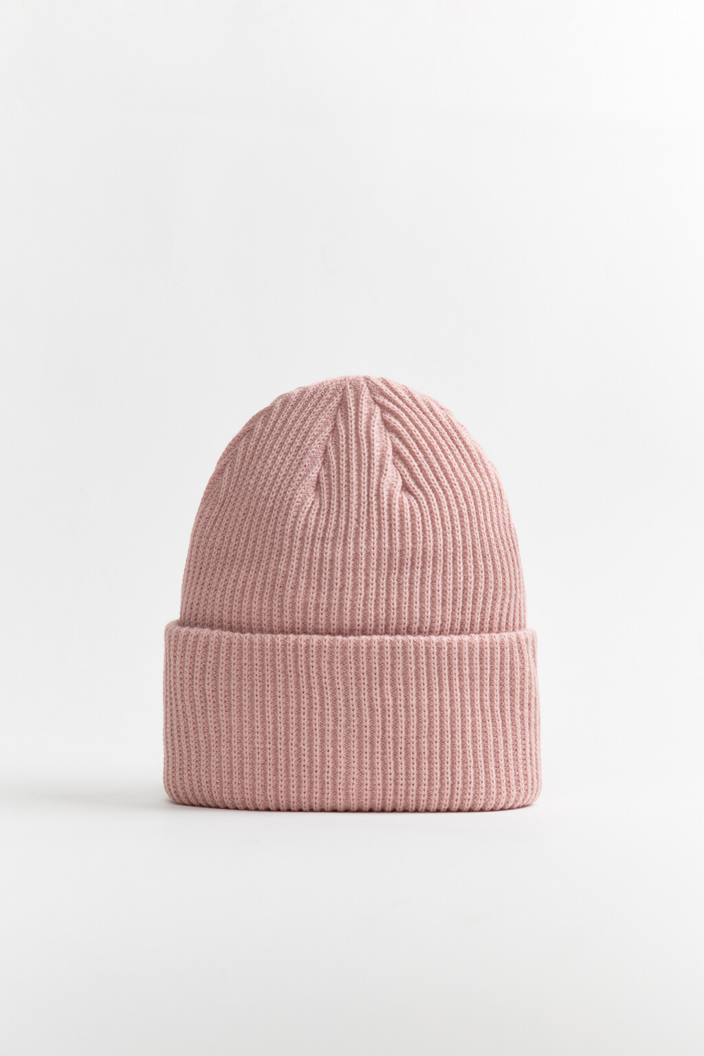 Шапка-бини вязаная в рубчик - цвет розовый - 1