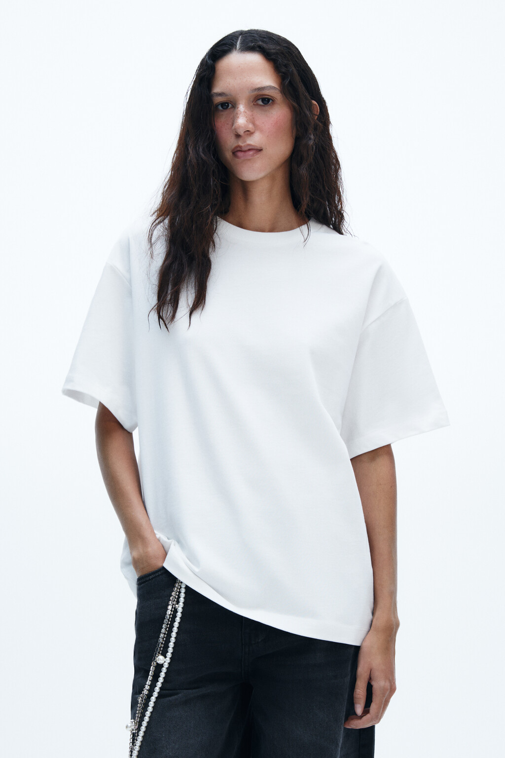 Футболка хлопковая базовая - цвет белый - 2