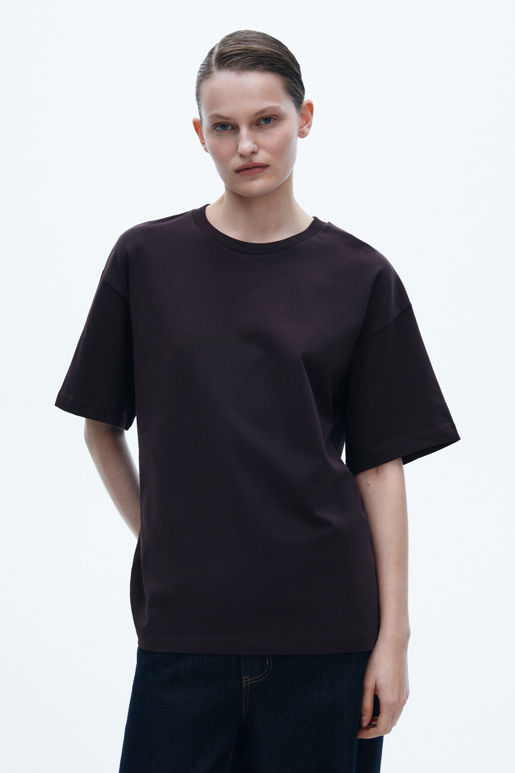 Футболка хлопковая базовая - цвет коричневый - 2