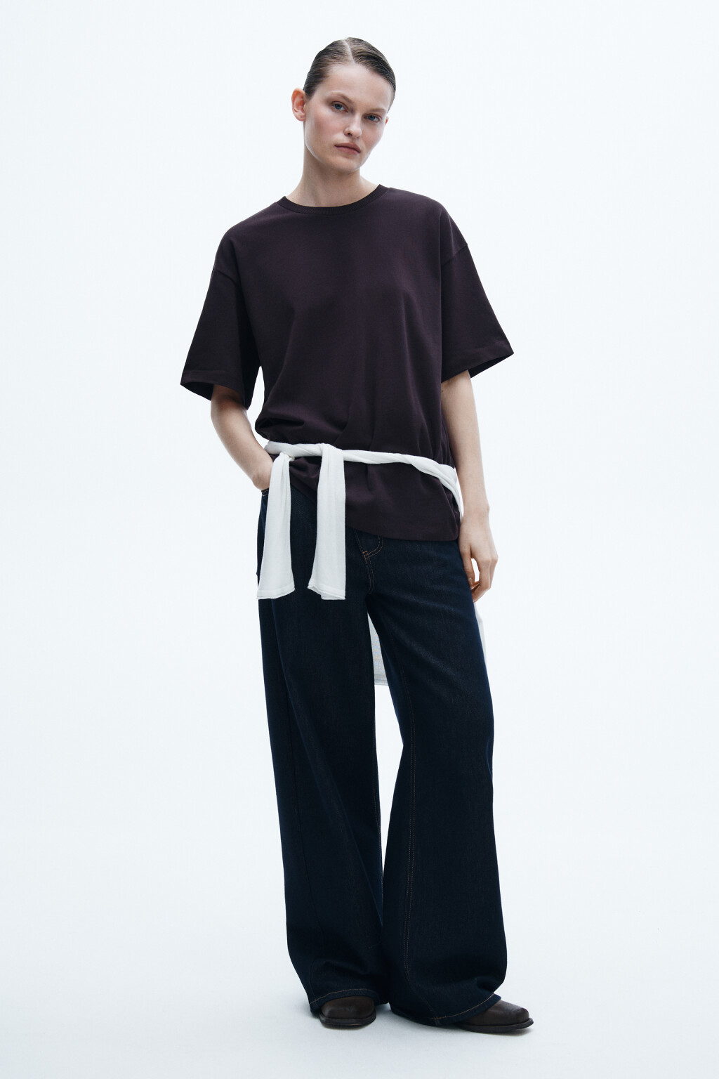 Футболка хлопковая базовая - цвет коричневый - 4