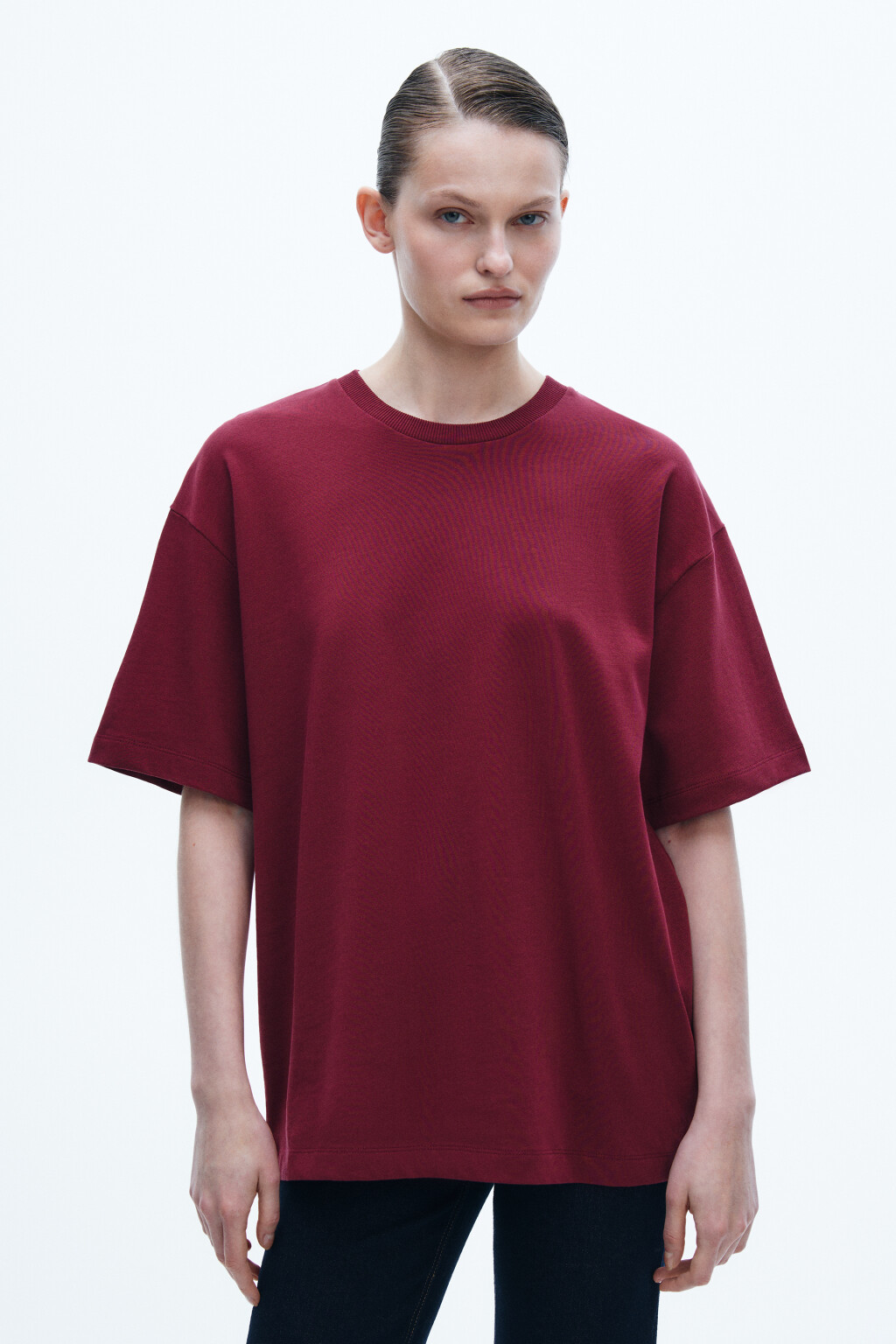 Футболка хлопковая базовая - цвет бордовый - 2