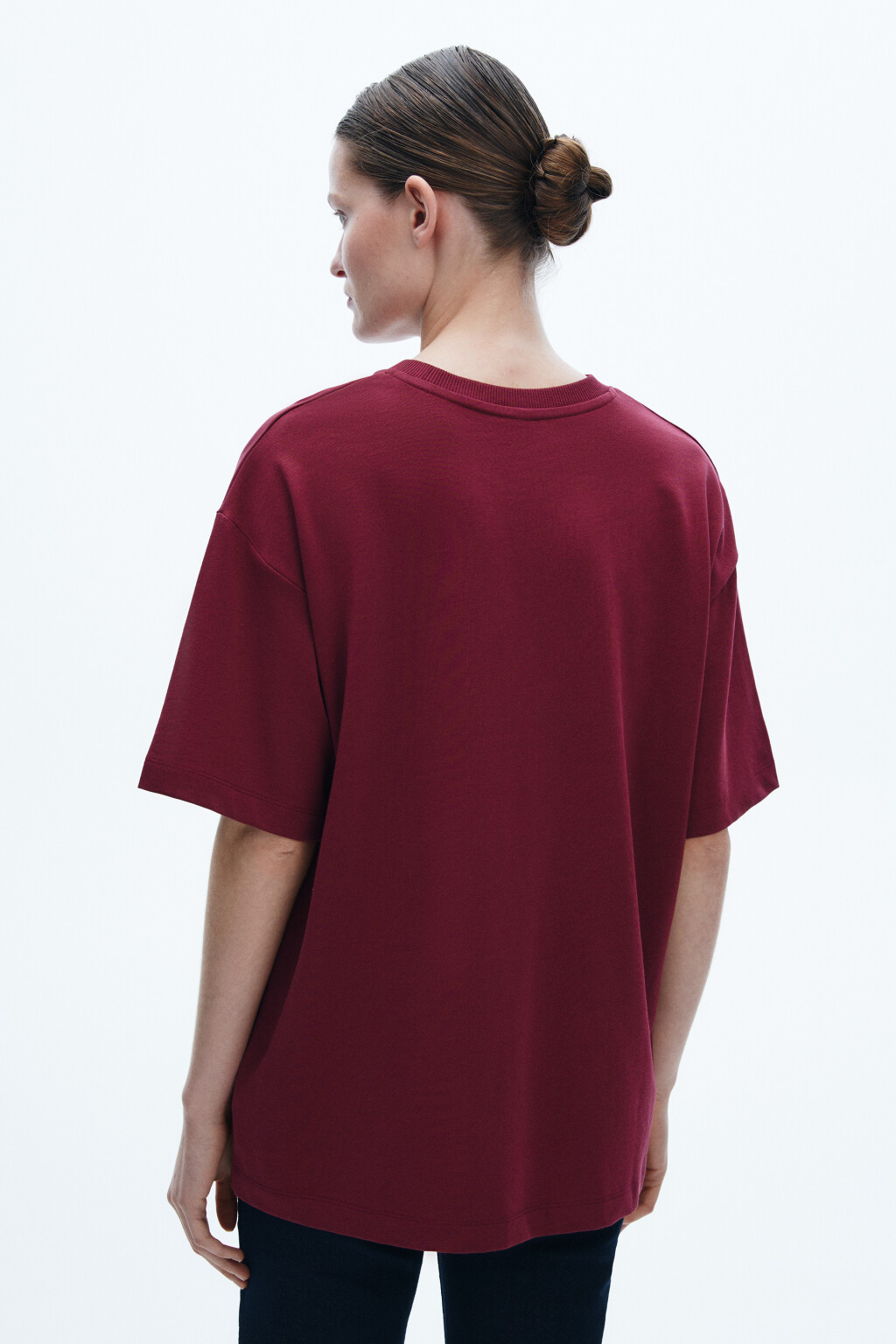 Футболка хлопковая базовая - цвет бордовый - 3