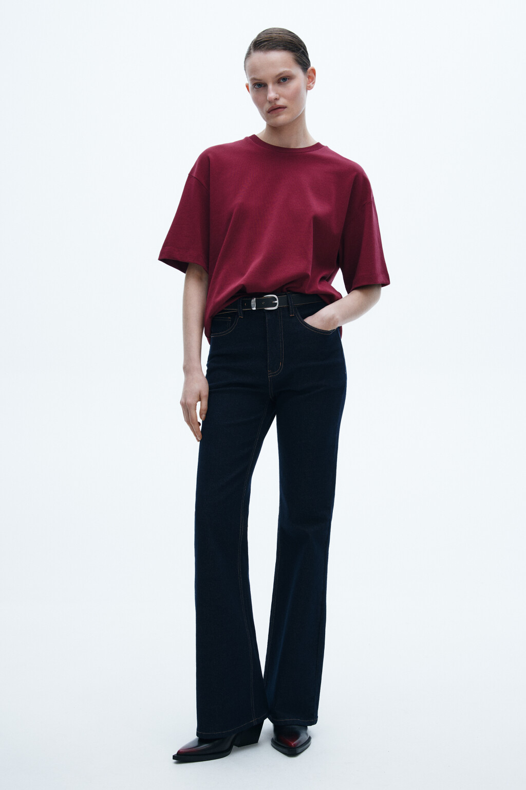 Футболка хлопковая базовая - цвет бордовый - 4