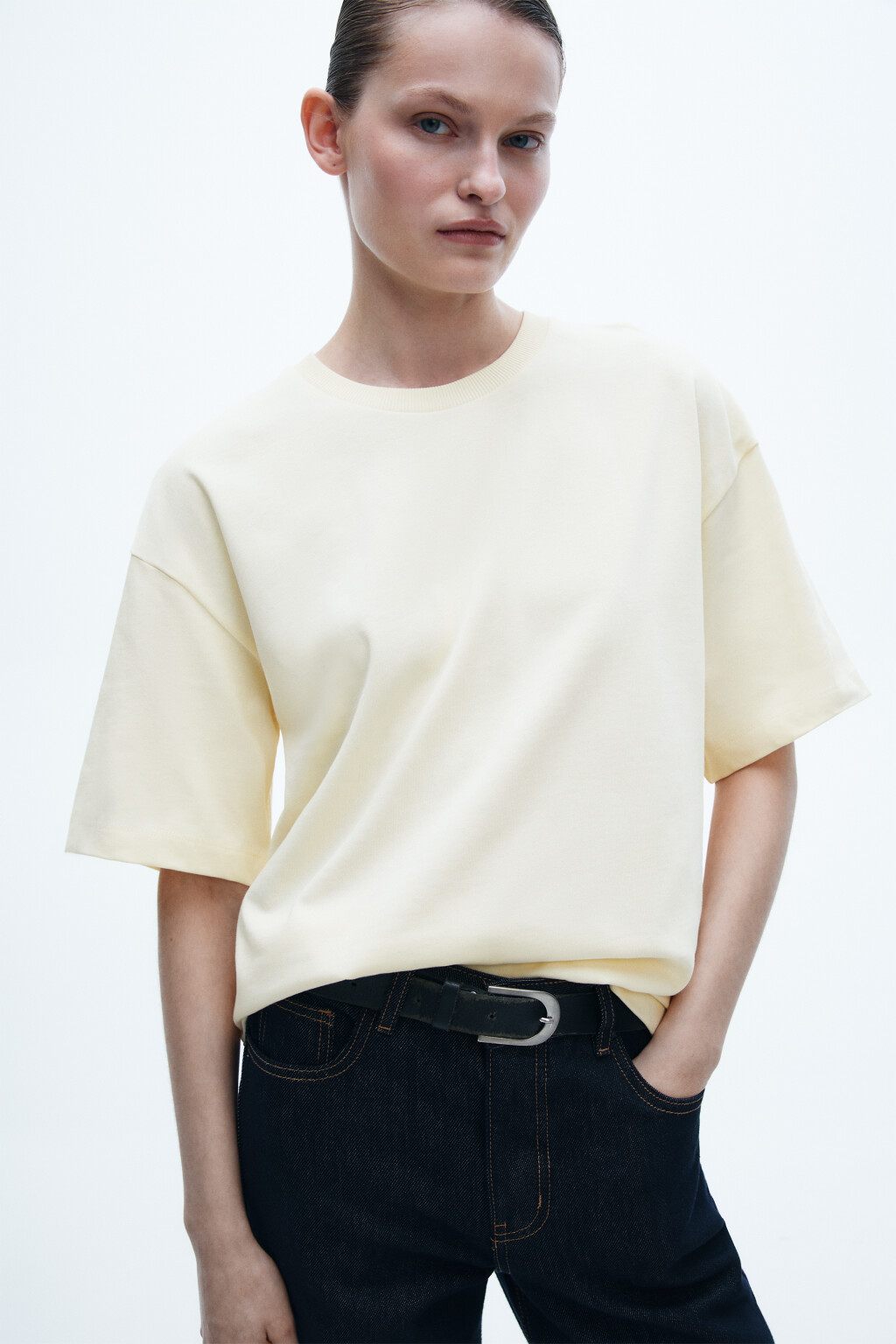 Футболка хлопковая базовая - цвет желтый - 1