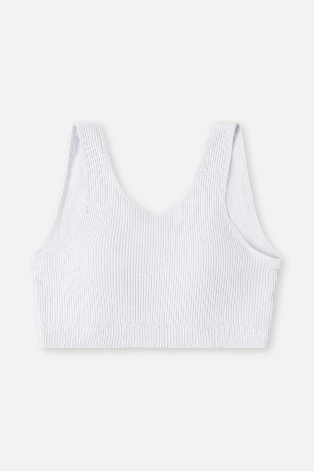 Бюстгальтер-топ спортивный в рубчик - цвет белый - 3