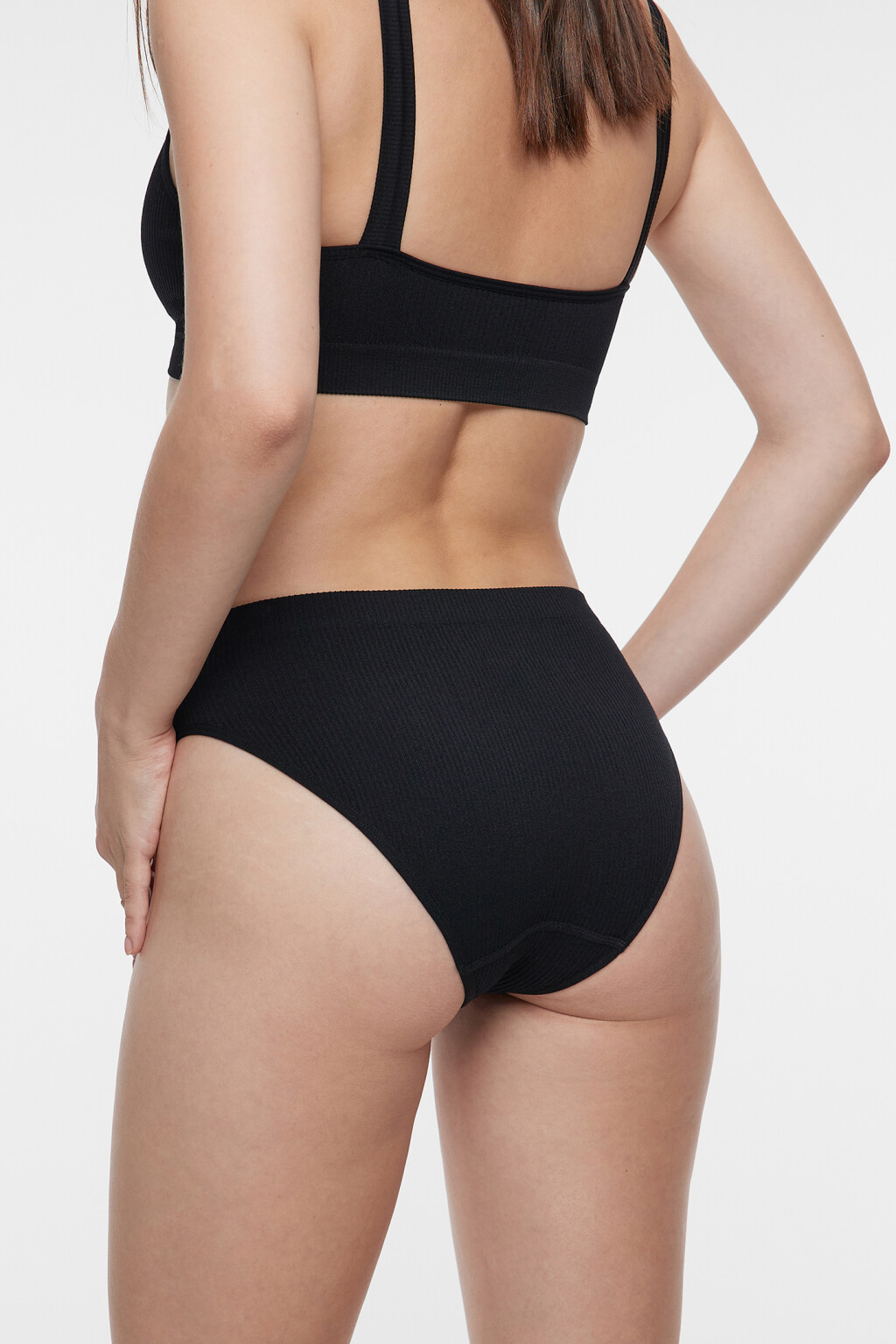 Трусики-слипы KOURTNEY бесшовные в рубчик - цвет черный - 3