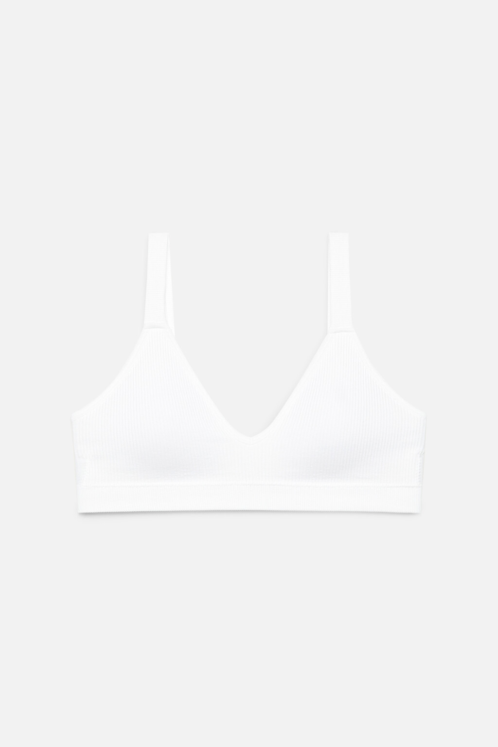 Бюстгальтер-топ бесшовный в мелкий рубчик - цвет белый - 4