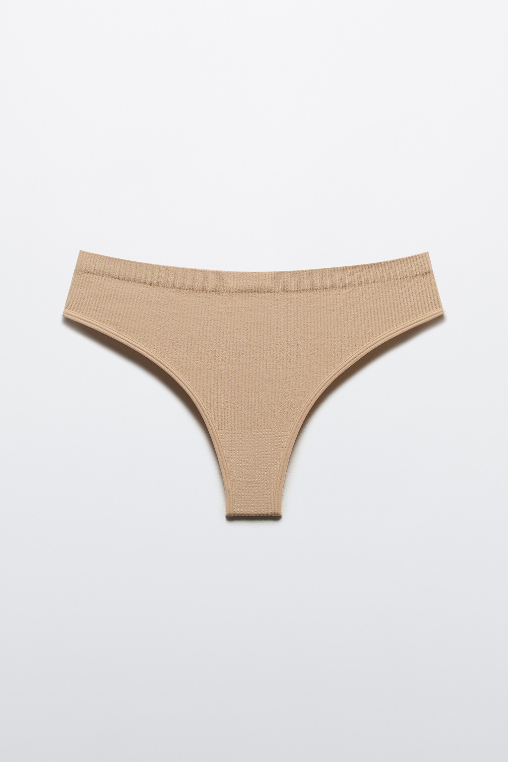 Трусы-стринги KENDALL бесшовные в рубчик - цвет бежевый - 5