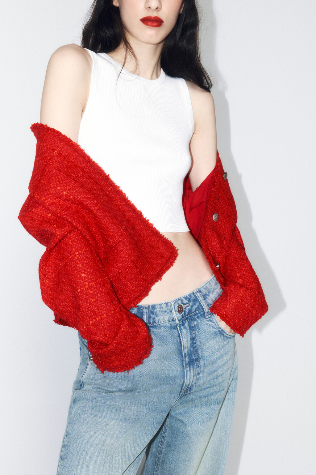 Топ-майка вискозный на широких бретелях - цвет молочный - 1