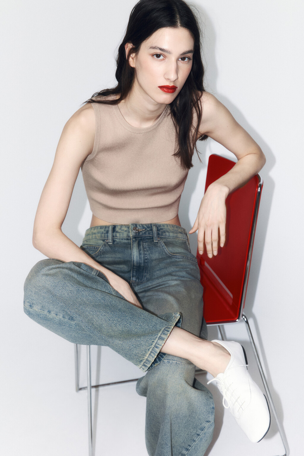 Топ-майка вискозный на широких бретелях - цвет бежевый - 1