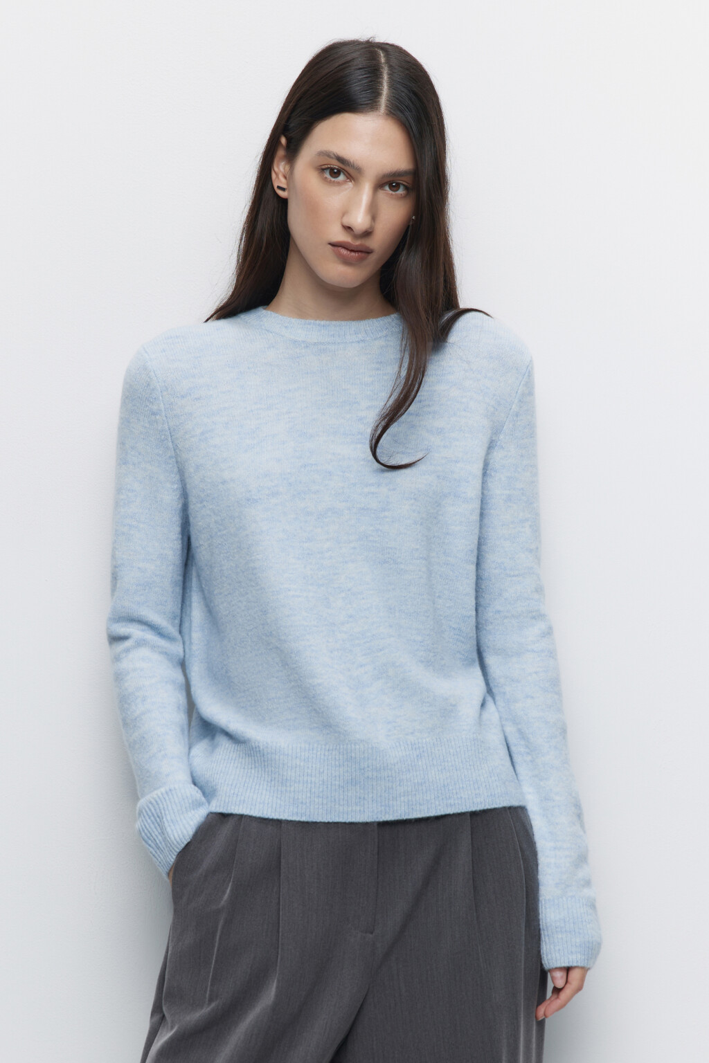 Джемпер толстой вязки базовый - цвет голубой - 3