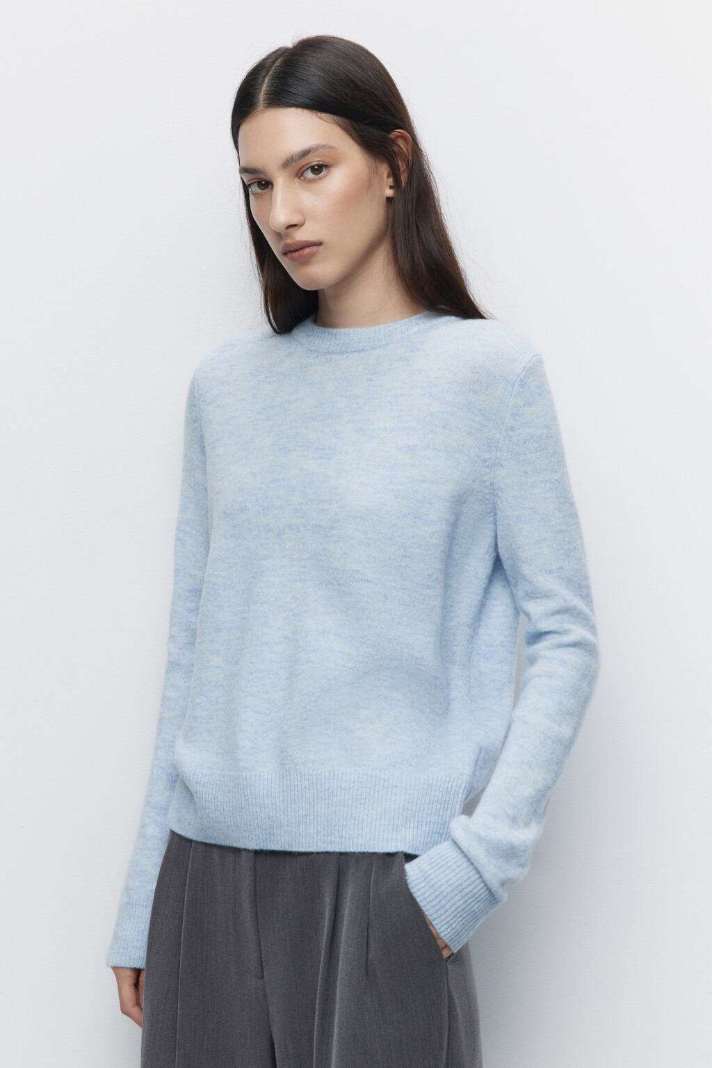 Джемпер толстой вязки базовый - цвет голубой - 4