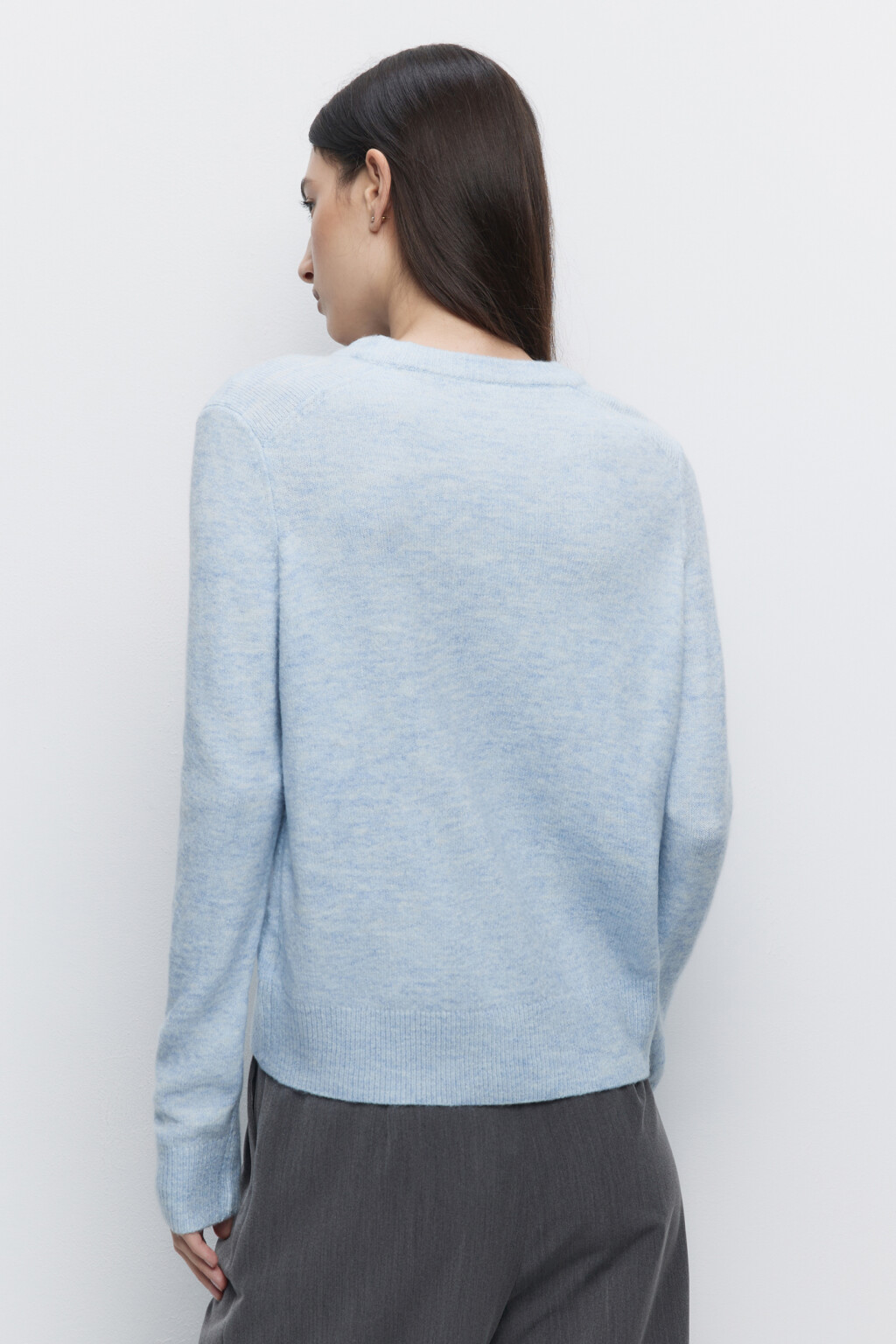 Джемпер толстой вязки базовый - цвет голубой - 5